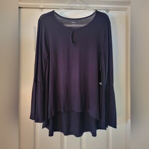 NWT a.n.a (A New Approach) Black, Long Sleeve Hi-Lo Hemmed Top - Large